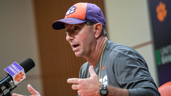 Clemson Head Coach Dabo Swinney speaks with media Clemson Head Coach Dabo Swinney speaks with media
