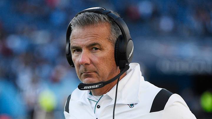 Dec 12, 2021; Nashville, Tennessee, USA;  Jacksonville Jaguars head coach Urban Meyer on the sidelines against the Tennessee Titans during the second half at Nissan Stadium. Mandatory Credit: Steve Roberts-USA TODAY Sports