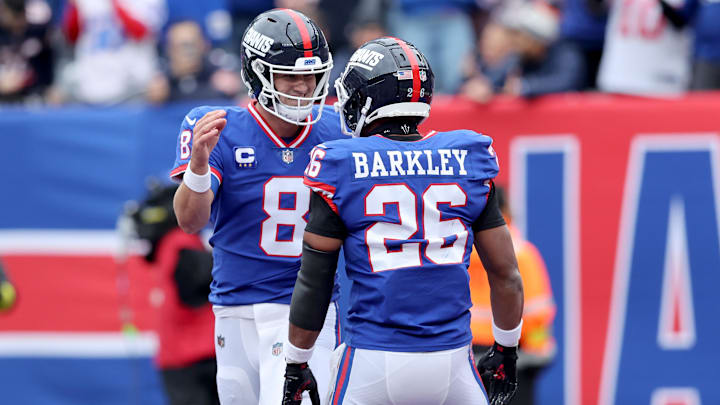 Oct 2, 2022; East Rutherford, New Jersey, USA; New York Giants quarterback Daniel Jones (8)