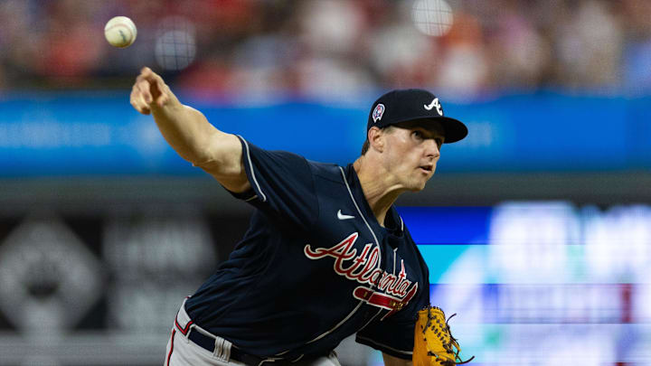 Sep 11, 2023; Philadelphia, Pennsylvania, USA; Atlanta Braves starting pitcher Kyle Wright (30) throws a pitch during the fourth inning against the Philadelphia Phillies at Citizens Bank Park. Mandatory Credit: Bill Streicher-Imagn Images Sep 11, 2023; Philadelphia, Pennsylvania, USA; Atlanta Braves starting pitcher Kyle Wright (30) throws a pitch during the fourth inning against the Philadelphia Phillies at Citizens Bank Park. Mandatory Credit: Bill Streicher-Imagn Images
