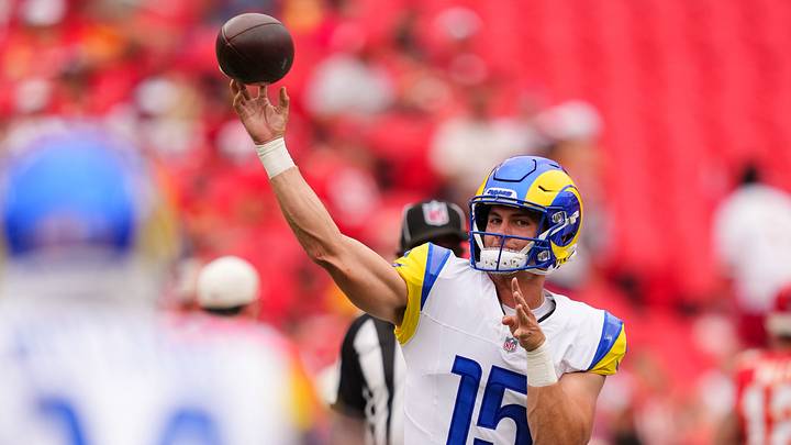 Aug 15, 2026; Kansas City, Missouri, USA; Los Angeles Rams quarterback Ty Simpson (15) warms up prior to a game against the Kansas City Chiefs at at Arrowhead Stadium. Mandatory Credit: Jay Biggerstaff-Imagn Images Aug 15, 2026; Kansas City, Missouri, USA; Los Angeles Rams quarterback Ty Simpson (15) warms up prior to a game against the Kansas City Chiefs at at Arrowhead Stadium. Mandatory Credit: Jay Biggerstaff-Imagn Images