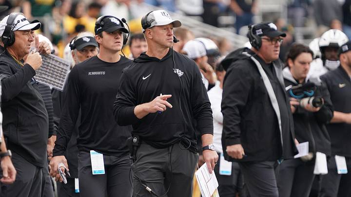 Nov 1, 2025; Waco, Texas, USA; UCF Knights head coach Scott Frost on the sidelines against the Baylor Bears during the second half at McLane Stadium. Mandatory Credit: Raymond Carlin III-Imagn Images Nov 1, 2025; Waco, Texas, USA; UCF Knights head coach Scott Frost on the sidelines against the Baylor Bears during the second half at McLane Stadium. Mandatory Credit: Raymond Carlin III-Imagn Images