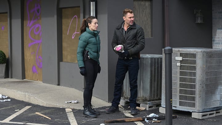 CHICAGO P.D. -- "Marie" Episode 12014 -- Pictured: (l-r) Marina Squerciati as Officer Kim Burgess, Patrick John Flueger as Officer Adam Ruzek -- (Photo by: Lori Allen/NBC)