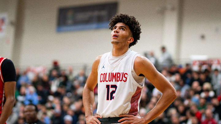 Columbus (Florida) forward Cameron Boozer looks on during the 2023 Les Schwab Invitational in Oregon. Boozer is one of, if not the nation's top prospect in 2025. Columbus (Florida) forward Cameron Boozer looks on during the 2023 Les Schwab Invitational in Oregon. Boozer is one of, if not the nation's top prospect in 2025.