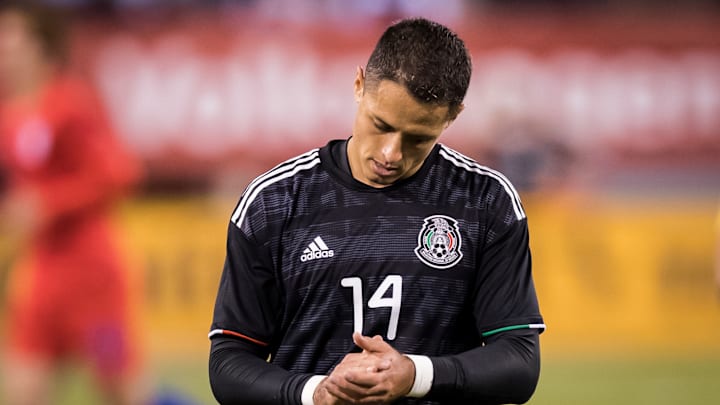 El jugador mexicano Javier 'Chicharito' Hernández en un partido con la selección mexicana.
