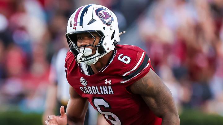 Oct 25, 2025; Columbia, South Carolina, USA; South Carolina Gamecocks defensive end Dylan Stewart (6) rushes against the Alabama Crimson Tide in the second half at Williams-Brice Stadium. Mandatory Credit: Jeff Blake-Imagn Images