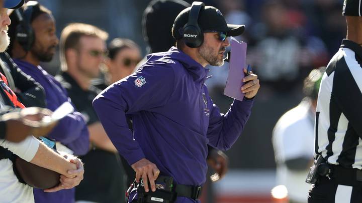 Oct 18, 2026; Cleveland, Ohio, USA; Baltimore Ravens head coach Jesse Minter in the fourth quarter against the Cleveland Browns at Huntington Bank Field. Mandatory Credit: Scott Galvin-Imagn Images Oct 18, 2026; Cleveland, Ohio, USA; Baltimore Ravens head coach Jesse Minter in the fourth quarter against the Cleveland Browns at Huntington Bank Field. Mandatory Credit: Scott Galvin-Imagn Images