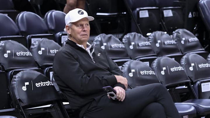 Apr 2, 2024; Salt Lake City, Utah, USA; Utah Jazz CEO Danny Ainge looks on before the game against the Cleveland Cavaliers at Delta Center. Mandatory Credit: Rob Gray-Imagn Images Apr 2, 2024; Salt Lake City, Utah, USA; Utah Jazz CEO Danny Ainge looks on before the game against the Cleveland Cavaliers at Delta Center. Mandatory Credit: Rob Gray-Imagn Images