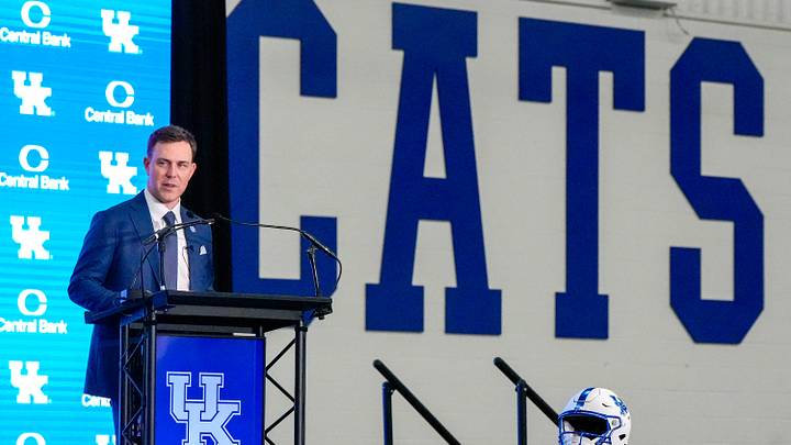 New Kentucky Wildcat head coach Will Stein makes remarks as he is introduced at Kentucky on Wednesday, December 3, 2025 New Kentucky Wildcat head coach Will Stein makes remarks as he is introduced at Kentucky on Wednesday, December 3, 2025