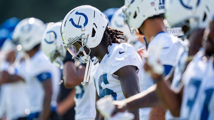 Indianapolis Colts wide receiver Ashton Dulin (16) lines up for stretching drills Thursday, July 24, 2025, during training camp held at Grand Park in Westfield. Indianapolis Colts wide receiver Ashton Dulin (16) lines up for stretching drills Thursday, July 24, 2025, during training camp held at Grand Park in Westfield.