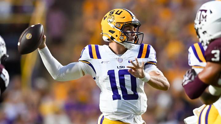 Tigers Quarterback Sam Leavitt 10, The LSU Tigers take on the Texas A&M Aggies. September 19, 2026; Baton Rouge, LA, USA; at Tiger Stadium. Tigers Quarterback Sam Leavitt 10, The LSU Tigers take on the Texas A&M Aggies. September 19, 2026; Baton Rouge, LA, USA; at Tiger Stadium.
