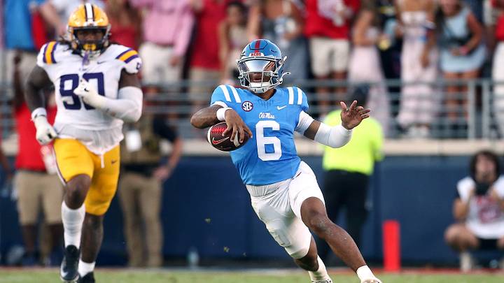 Mississippi Rebels quarterback Trinidad Chambliss runs the ball. Mandatory Credit: Petre Thomas-Imagn Images Mississippi Rebels quarterback Trinidad Chambliss runs the ball. Mandatory Credit: Petre Thomas-Imagn Images