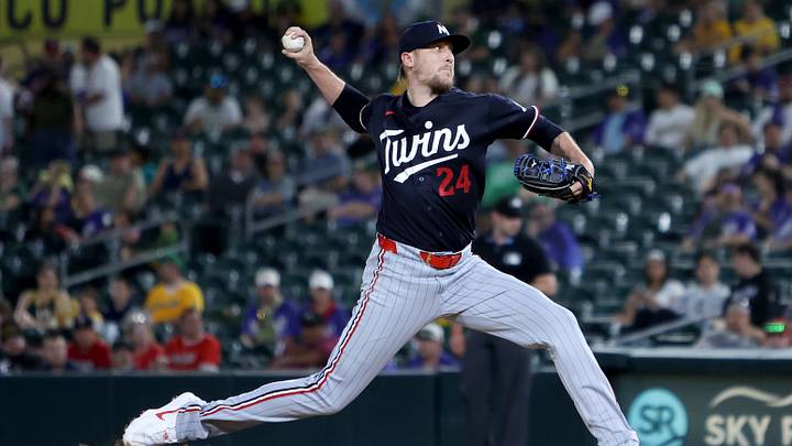 Twins pitcher Jeff Hoffman (24) throws a pitch against the Athletics. Credit: Dennis Lee-Imagn 