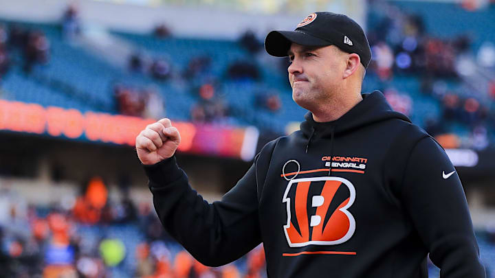 Dec 22, 2024; Cincinnati, Ohio, USA; Cincinnati Bengals head coach Zac Taylor walks off the field after the victory over the Cleveland Browns at Paycor Stadium. Mandatory Credit: Katie Stratman-Imagn Images