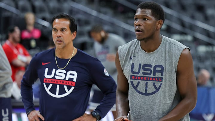 Erik Spoelstra, Anthony Edwards, Team USA