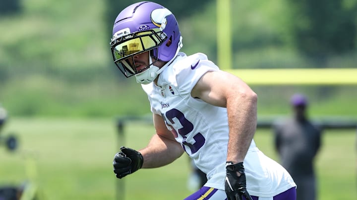 Jun 10, 2025; Minneapolis, MN, USA; Minnesota Vikings safety Harrison Smith (22) practices during minicamp at the Minnesota Vikings Training Facility.