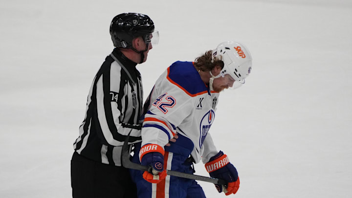 Edmonton Oilers right wing Kapanen heads the to penalty box after a fight against the Florida Panthers in the 2025 Stanley Cup Final.