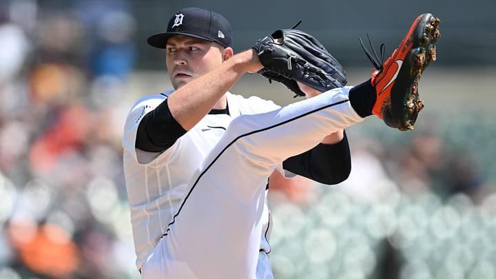 Apr 23, 2026; Detroit, Michigan, USA;  Detroit Tigers pitcher Tarik Skubal (29) throws a pitch against the Milwaukee Brewers in the first inning at Comerica Park. Mandatory Credit: Lon Horwedel-Imagn Images