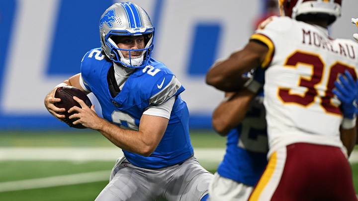 Aug 22, 2026; Detroit, Michigan, USA; Detroit Lions quarterback Luke Altmyer (2) looks to pass the ball against the Washington Commanders in the second quarter at Ford Field. Mandatory Credit: Lon Horwedel-Imagn Images Aug 22, 2026; Detroit, Michigan, USA; Detroit Lions quarterback Luke Altmyer (2) looks to pass the ball against the Washington Commanders in the second quarter at Ford Field. Mandatory Credit: Lon Horwedel-Imagn Images
