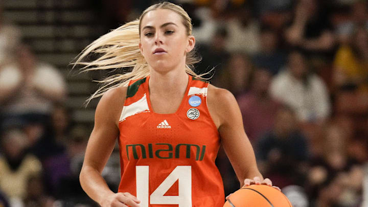 Miami Hurricanes guard Haley Cavinder (14) during the second half against the LSU Lady Tigers. Miami Hurricanes guard Haley Cavinder (14) during the second half against the LSU Lady Tigers.
