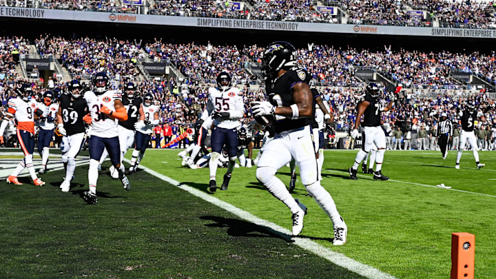 Derrick Henry scores in the second quarter for the Ravens as they took a 7-6 lead and never gave up the advantage Sunday against the Bears. Derrick Henry scores in the second quarter for the Ravens as they took a 7-6 lead and never gave up the advantage Sunday against the Bears.