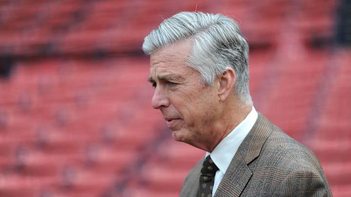 Sep 28, 2018; Boston, MA, USA; Boston Red Sox president of baseball operations Dave Dombrowski talks to a reporter prior to a game against the New York Yankees at Fenway Park. Mandatory Credit: Bob DeChiara-Imagn Images Sep 28, 2018; Boston, MA, USA; Boston Red Sox president of baseball operations Dave Dombrowski talks to a reporter prior to a game against the New York Yankees at Fenway Park. Mandatory Credit: Bob DeChiara-Imagn Images
