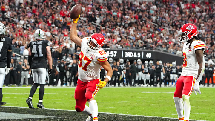 Travis Kelce scored his first TD of the season on Sunday.
