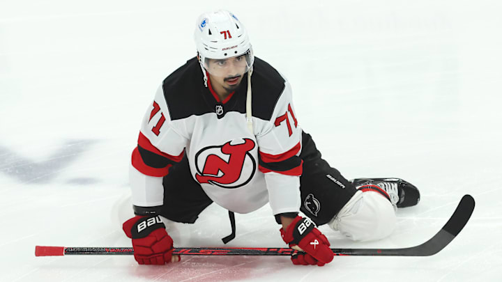 New Jersey Devils defenseman Jonas Siegenthaler (71): Charles LeClaire-Imagn Images
