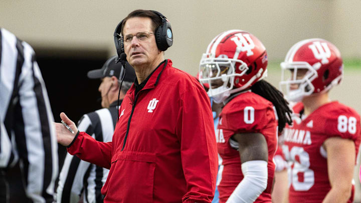 Indiana Hoosiers head coach Curt Cignetti reacts in the game against the Michigan Wolverines  at Memorial Stadium.