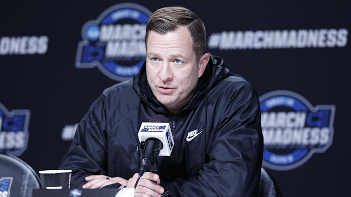 Mar 26, 2026; Chicago, IL, USA; Iowa State Cyclones head coach T.J. Otzelberger speaks ahead of the Midwest regional of the men's 2026 NCAA Tournament at United Center. 