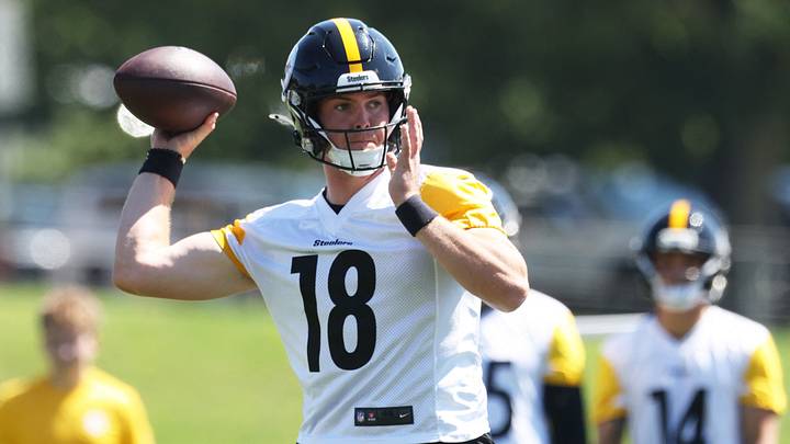 Jul 30, 2026; Latrobe, PA, USA; Pittsburgh Steelers quarterback Will Howard (18) participates in training camp drills at Saint Vincent College. Mandatory Credit: Charles LeClaire-Imagn Images Jul 30, 2026; Latrobe, PA, USA; Pittsburgh Steelers quarterback Will Howard (18) participates in training camp drills at Saint Vincent College. Mandatory Credit: Charles LeClaire-Imagn Images