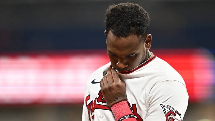 Sep 2, 2026: Cleveland Guardians left fielder Angel Martinez (1) reacts during the seventh inning against the Toronto Blue Jays at Progressive Field. Credit: Ken Blaze-Imagn Images