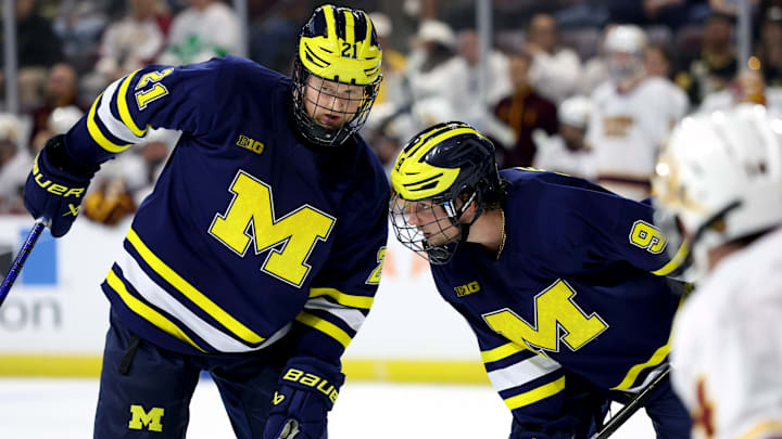 #21 Jackson Hallum and #9 Nick Moldenhauer strategizing, Michigan v Arizona State, 2024