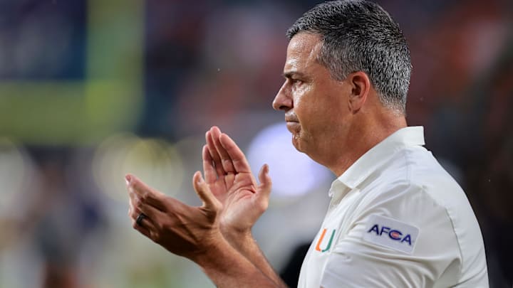 Aug 31, 2025; Miami Gardens, Florida, USA;Miami Hurricanes head coach Mario Cristobal before the game at Hard Rock Stadium. Mandatory Credit: Sam Navarro-Imagn Images Aug 31, 2025; Miami Gardens, Florida, USA;Miami Hurricanes head coach Mario Cristobal before the game at Hard Rock Stadium. Mandatory Credit: Sam Navarro-Imagn Images