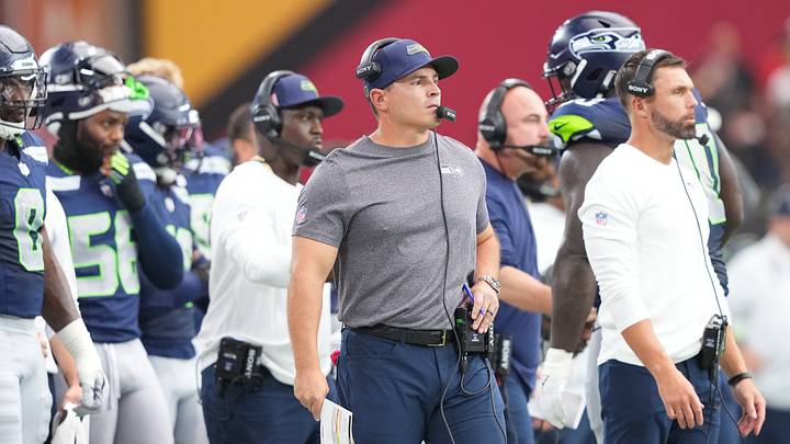 Sep 20, 2026; Glendale, Arizona, USA;  Seattle Seahawks head coach Mike Macdonald looks on in the first half against the Arizona Cardinals at State Farm Stadium.  Mandatory Credit: Joe Camporeale-Imagn Images