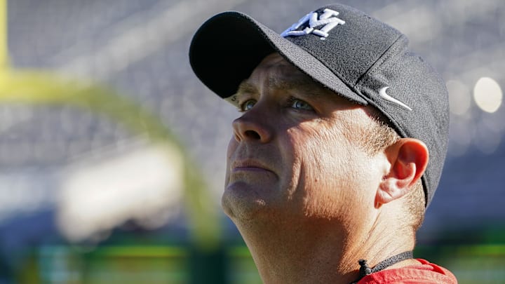 Nov 25, 2022; Fort Collins, Colorado, USA; New Mexico Lobos head coach Danny Gonzales at Sonny Lubick Field at Canvas Stadium. Mandatory Credit: Michael Madrid-Imagn Images Nov 25, 2022; Fort Collins, Colorado, USA; New Mexico Lobos head coach Danny Gonzales at Sonny Lubick Field at Canvas Stadium. Mandatory Credit: Michael Madrid-Imagn Images