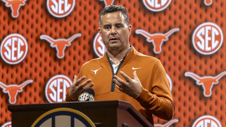 Texas Longhorns head coach Sean Miller talks with the media during SEC Media Days at Grand Bohemian Hotel. Texas Longhorns head coach Sean Miller talks with the media during SEC Media Days at Grand Bohemian Hotel.