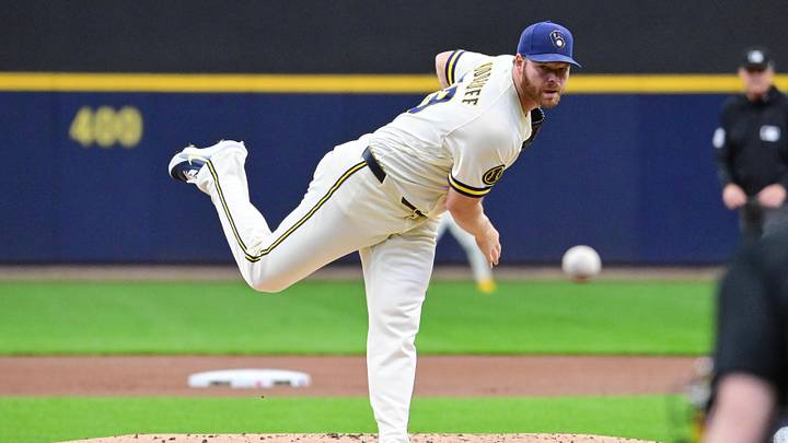 Apr 30, 2026; Milwaukee, Wisconsin, USA;  Milwaukee Brewers starting pitcher Brandon Woodruff (53) throws a pitch in the first inning against the Arizona Diamondbacks at American Family Field. Mandatory Credit: Benny Sieu-Imagn Images