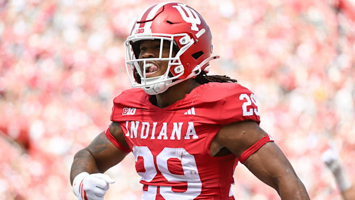 Indiana running back Lee Beebe Jr. celebrates after scoring a touchdown Sept. 6, 2025, vs. Kennesaw State at Memorial Stadium. Indiana running back Lee Beebe Jr. celebrates after scoring a touchdown Sept. 6, 2025, vs. Kennesaw State at Memorial Stadium.