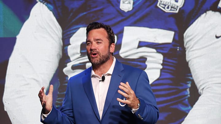 Former Indianapolis Colts center Jeff Saturday, in Indiana for the Indiana Derby on Saturday night,