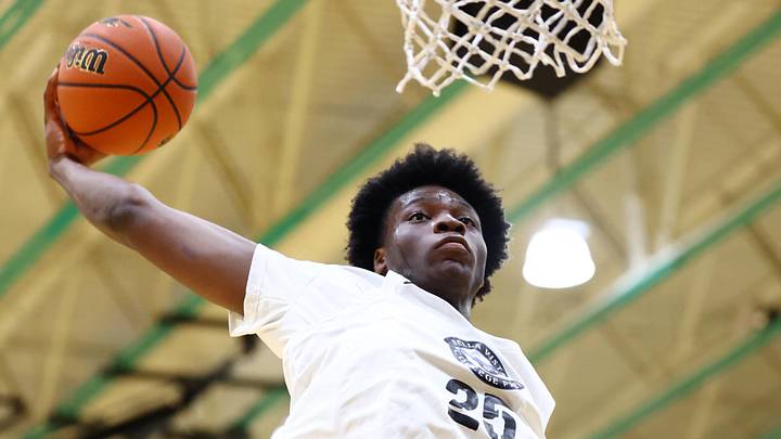 CIA Bella Vista (AZ) center Paul Osaruyi (25) against Oak Cliff Faith Family Academy (TX) during the HoopHall West Tournament at Skyline High School. CIA Bella Vista (AZ) center Paul Osaruyi (25) against Oak Cliff Faith Family Academy (TX) during the HoopHall West Tournament at Skyline High School.