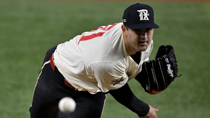 Texas Rangers starting pitcher Tyler Mahle (51) threw five scoreless innings against the Tampa Bay Rays on April 4 in Texas.