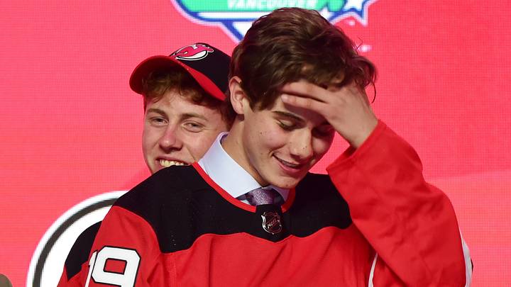 Jack Hughes after being selected as the number one overall pick to the New Jersey Devils: Anne-Marie Sorvin-USA TODAY Sports Jack Hughes after being selected as the number one overall pick to the New Jersey Devils: Anne-Marie Sorvin-USA TODAY Sports