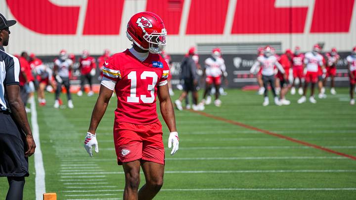 Jun 9, 2026; Kansas City, MO, USA; Kansas City Chiefs wide receiver Cyrus Allen (13) runs drills during the Kansas City Chiefs mandatory mini-camp at the Chiefs practice facility. Mandatory Credit: Denny Medley-Imagn Images Jun 9, 2026; Kansas City, MO, USA; Kansas City Chiefs wide receiver Cyrus Allen (13) runs drills during the Kansas City Chiefs mandatory mini-camp at the Chiefs practice facility. Mandatory Credit: Denny Medley-Imagn Images