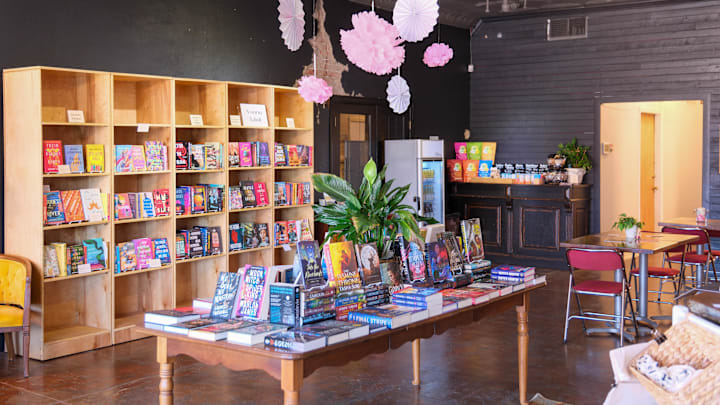 Chapterhouse Books on Sixth Avenue decorated for Bookstore Romance Day last Saturday in Amarillo.