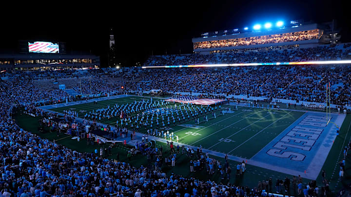 Nov 16, 2024; Chapel Hill, North Carolina, USA; An overall view of the field before the game at Kenan Memorial Stadium. Mandatory Credit: Bob Donnan-Imagn Images