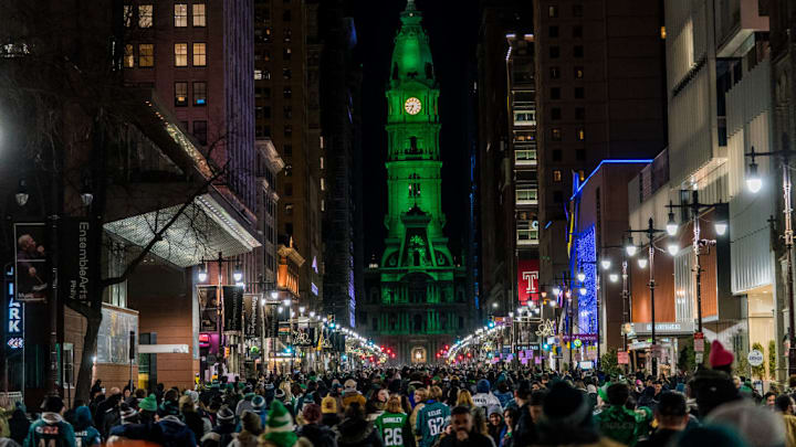 Eagles fans gathering in Philadelphia on Jan. 26, 2025.