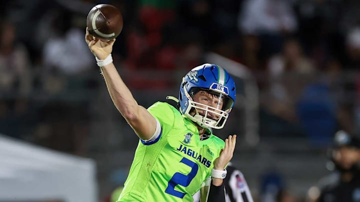 Blue Springs South quarterback Ayden Wilhelm (2) was invited to compete against Matt Ryan in the second week of his new quarterback challenge on CBS Sports NFL Today on Sunday morning prior to the Chiefs-Ravens game on GEHA Field at Arrowhead Stadium.