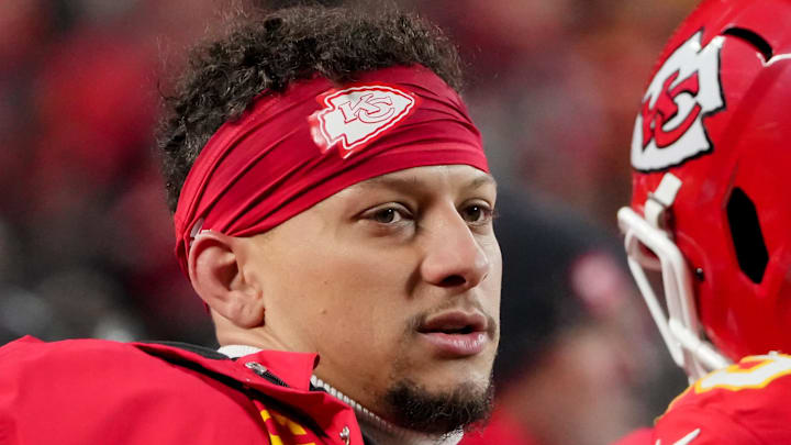 Dec 7, 2025; Kansas City, Missouri, USA; Kansas City Chiefs quarterback Patrick Mahomes (15) looks on during the third quarter against the Houston Texans at GEHA Field at Arrowhead Stadium. Mandatory Credit: Denny Medley-Imagn Images Dec 7, 2025; Kansas City, Missouri, USA; Kansas City Chiefs quarterback Patrick Mahomes (15) looks on during the third quarter against the Houston Texans at GEHA Field at Arrowhead Stadium. Mandatory Credit: Denny Medley-Imagn Images