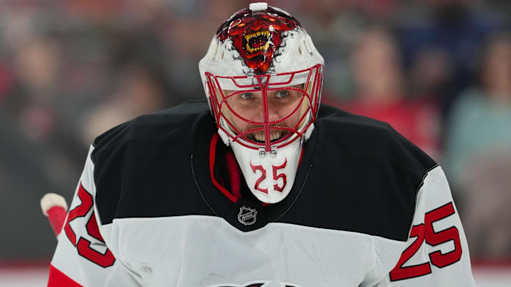 New Jersey Devils goaltender Jacob Markstrom (25): James Guillory-Imagn Images